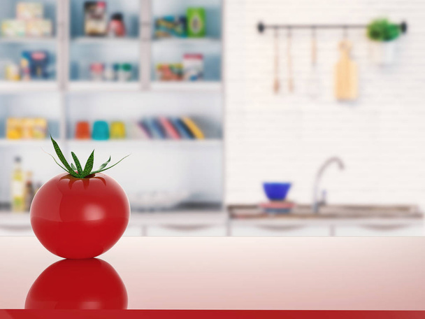 pomidor na licznik kuchnia tła - Zdjęcie, obraz