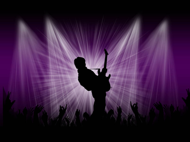 Рок-зірковий гітарист на сцені
 - Фото, зображення