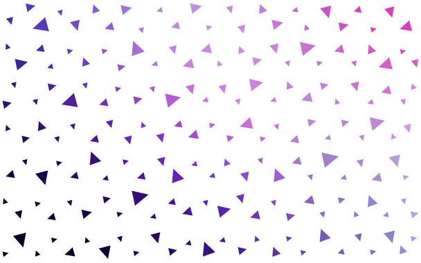 helllila rosa Vektormuster mit farbigen Dreiecken auf weißem Hintergrund. - Vektor, Bild