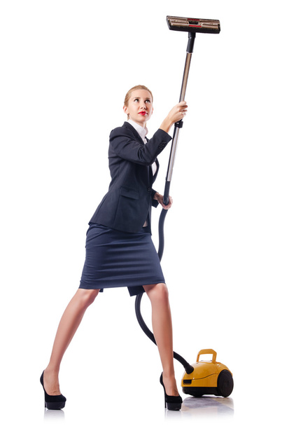 Woman cleaning with vacuum cleaner - 写真・画像