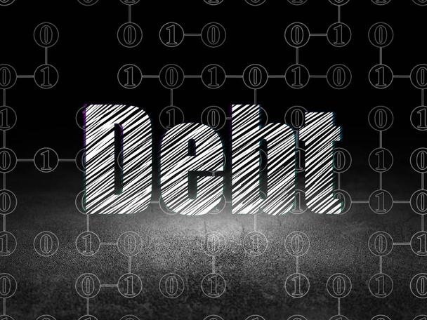 Business concept: Debt in grunge dark room - Foto, Imagen