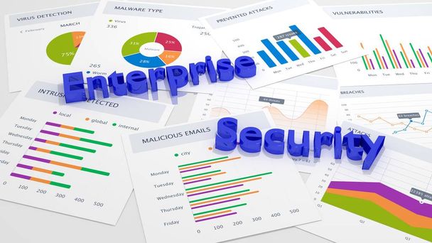 Enterprise sesurity concept charts cybersecurity statistics - Photo, Image