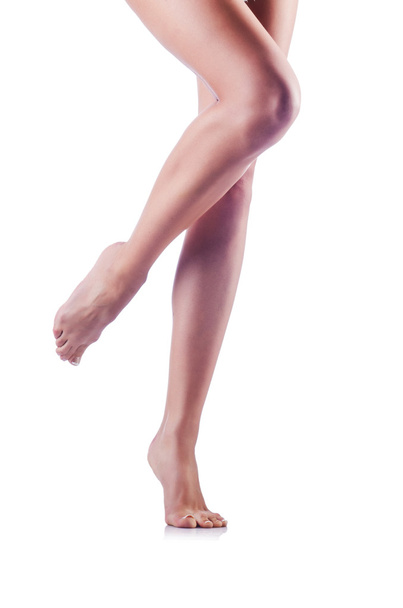 žena dlouhé nohy izolované na bílém - Fotografie, Obrázek