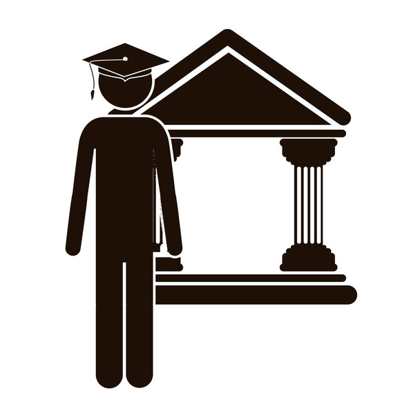 abogado silueta negro con sombrero de graduación
 - Vector, imagen