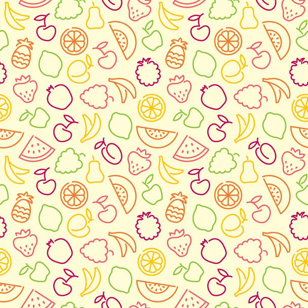 Seamless pattern with contours of fruit - Vector, Image