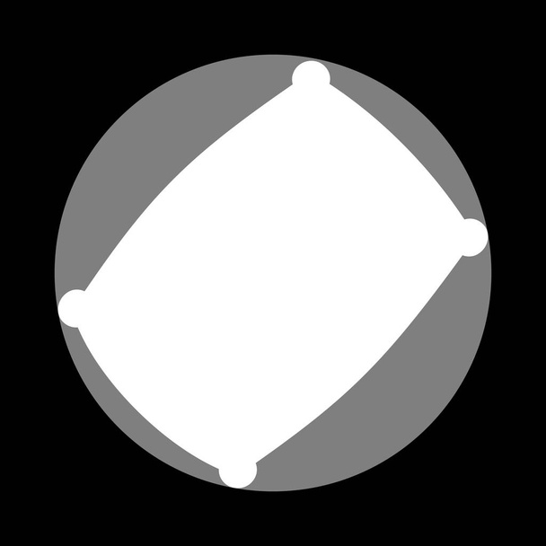 Pillow sign illustration. White icon in gray circle at black bac - Διάνυσμα, εικόνα