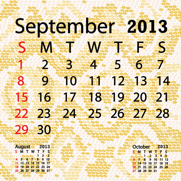 Septiembre 2013 calendario albino piel de serpiente
 - Vector, imagen