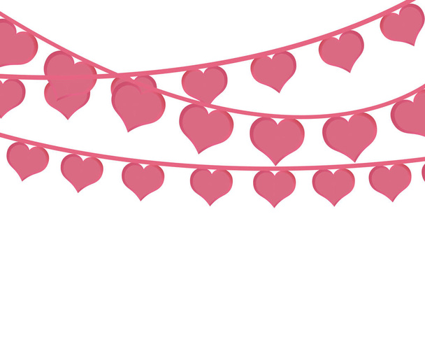 pink hearts love garlands festive romantic - Vector, imagen
