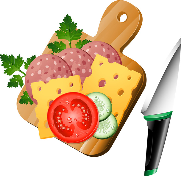 Food on a cutting board - Вектор, зображення