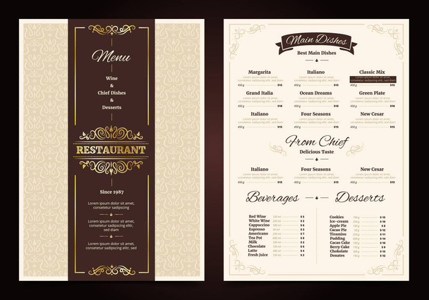 Restaurant Menü Vintage Design - Vektor, Bild