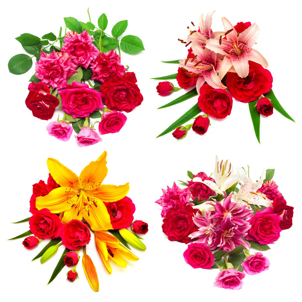 Coleção de flores rosas e lírios
  - Foto, Imagem