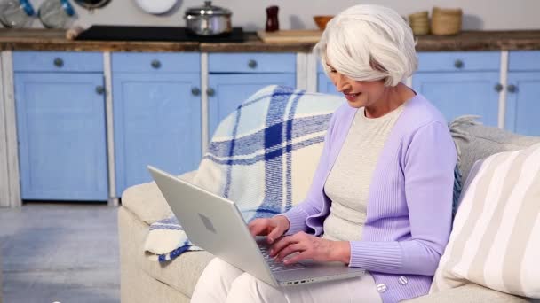 Granny using laptop - Záběry, video