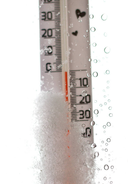 stainless steel ruler with blurry white background cold - Photo, Image