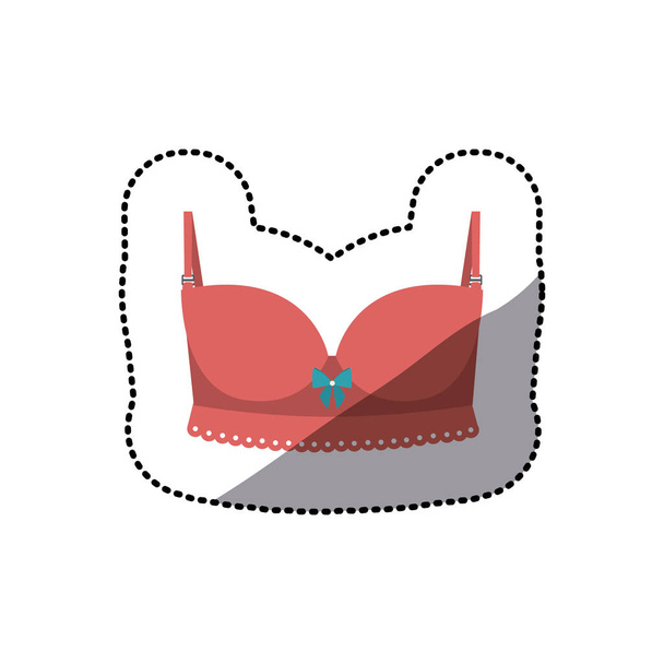 dotted sticker pink bra lingerie with bow lace - Vector, Image