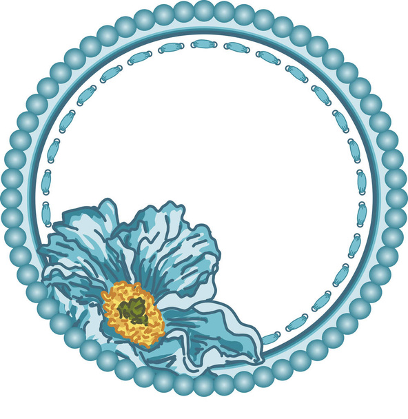 Mavi çiçekli Vintage yuvarlak çerçeve - Vektör, Görsel