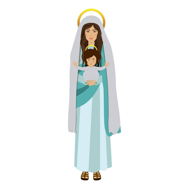 afbeelding van de Heilige Maagd Maria met baby Jezus - Vector, afbeelding