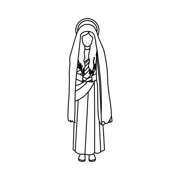 Contour figuur mens van Maagd maria van de Sint - Vector, afbeelding