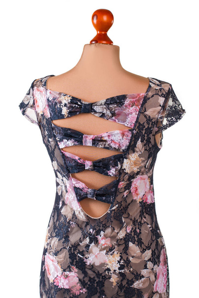 Dark floral dress with cutouts. - Photo, Image