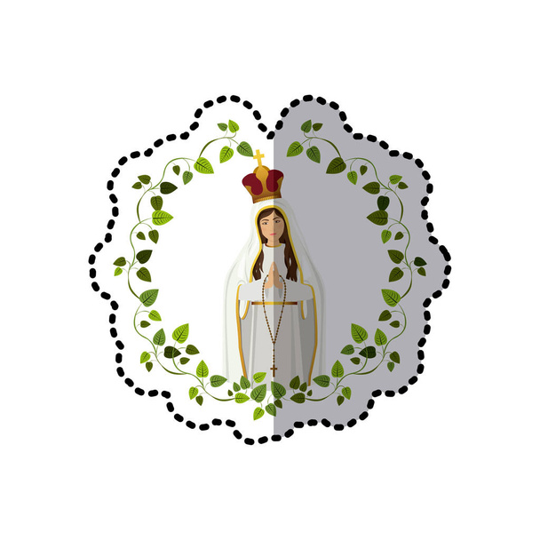 Aufkleber Bogen aus Blättern mit heiliger Jungfrau gekrönt - Vektor, Bild