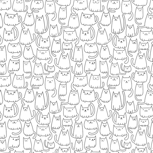 Seamless vector pattern with cute cats - Vector, Imagen