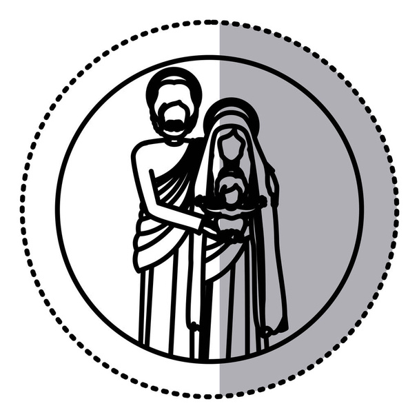 Szent család állandó sziluettje körkörös matrica - Vektor, kép