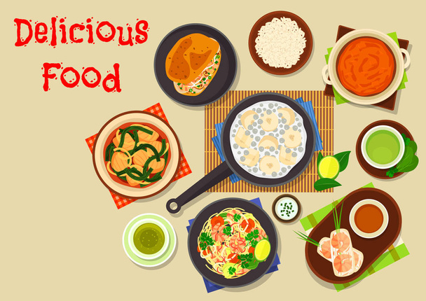 Vietnamese cuisine icon for asian food design - Vector, Image