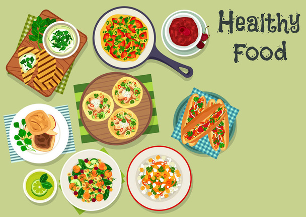 Breakfast dishes icon for healty menu design - Vector, Image