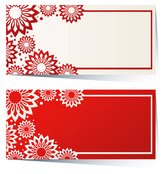 Dos etiquetas rectangulares en rojo y blanco
 - Vector, imagen