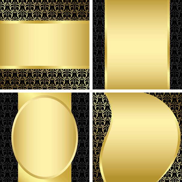 Golden and black decorative cards - set - vector - Vector, Image