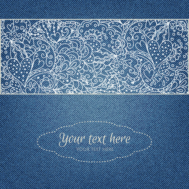 Denim background with abstract hand-drawn pattern. - Vector, Imagen
