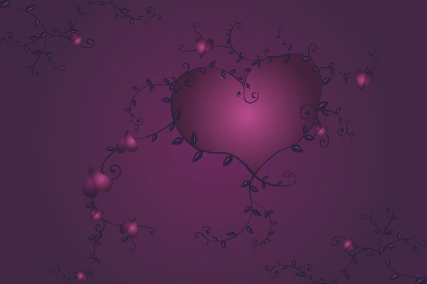 Purple romantic red warm Heart vine - Vektör, Görsel