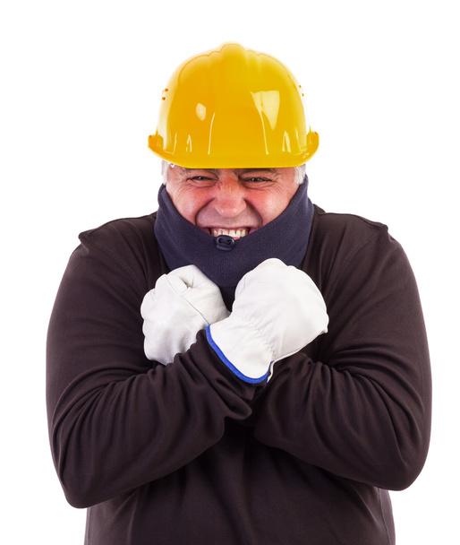 Worker suffering cold with arms crossed - Valokuva, kuva