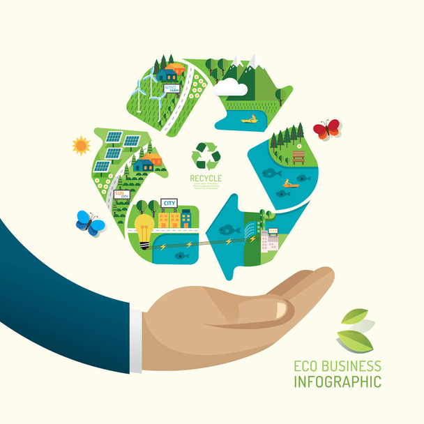 ECO Business Friendly Save Nature. Conceito de design ecológico com R
 - Vetor, Imagem