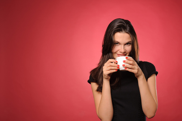 Woman with cup of coffee - Фото, зображення
