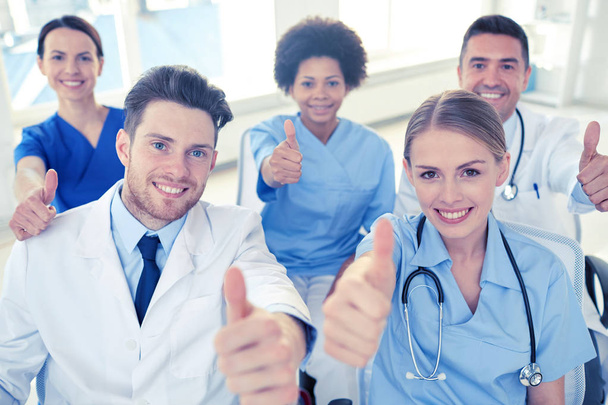 group of happy doctors on seminar at hospital - Фото, зображення