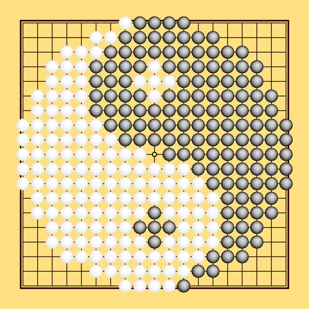 Διάνυσμα πάει παιχνίδι ή Weiqi (κινεζικό παιχνίδι του σκάφους) με το σύμβολο του Γιν Γιανγκ - Διάνυσμα, εικόνα