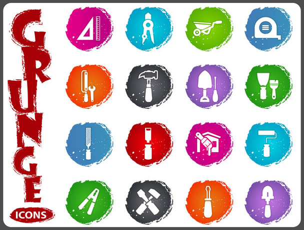 Work tools icons set in grunge style - Vector, Image