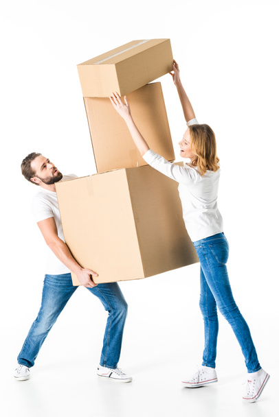 Couple with cardboard boxes - Photo, Image