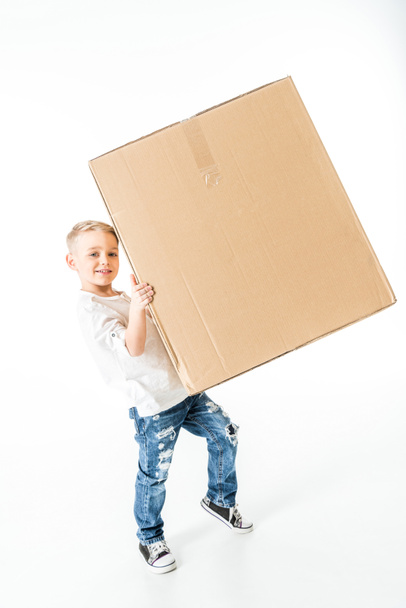 Boy with cardboard box  - Photo, Image