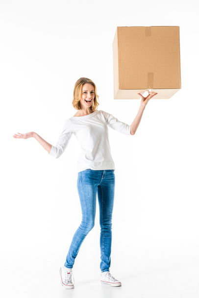 Young woman with box - Foto, imagen