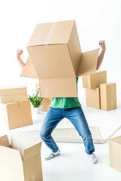 Man with cardboard box - Photo, Image