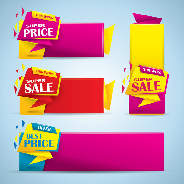 Promotional sale banner set in vibrant colors  - Vector, Image