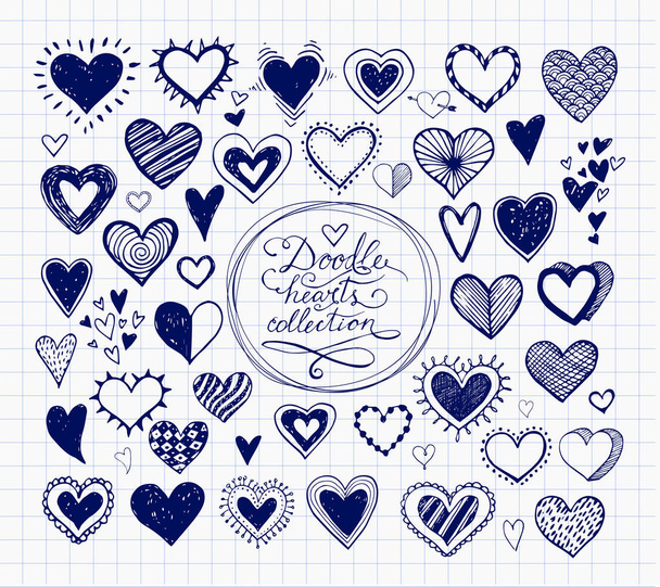Doodle bosquejo corazones
 - Vector, imagen
