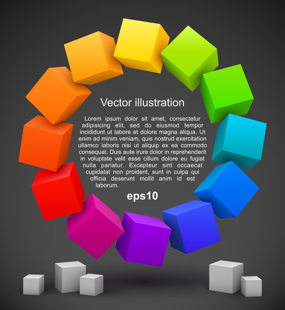 Colored cubes 3D - Vector, Image