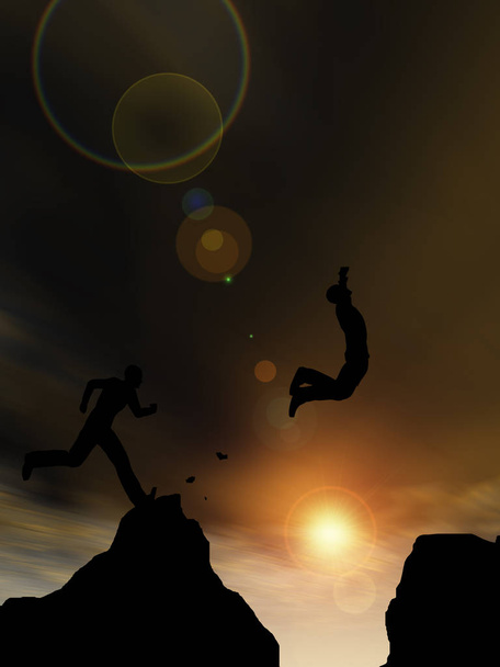 silhouette d'homme d'affaires sautant
 - Photo, image