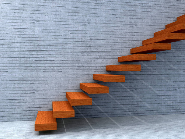 3D απεικόνιση του stairsteps κοντά σε τοίχο - Φωτογραφία, εικόνα
