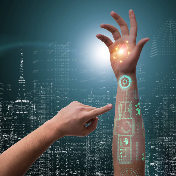 Emberi robot kéz a futurisztikus koncepcióban - Fotó, kép