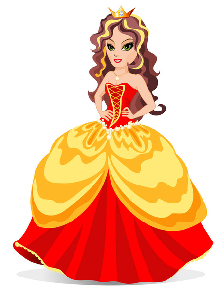 Prinzessin im roten Kleid. - Vektor, Bild