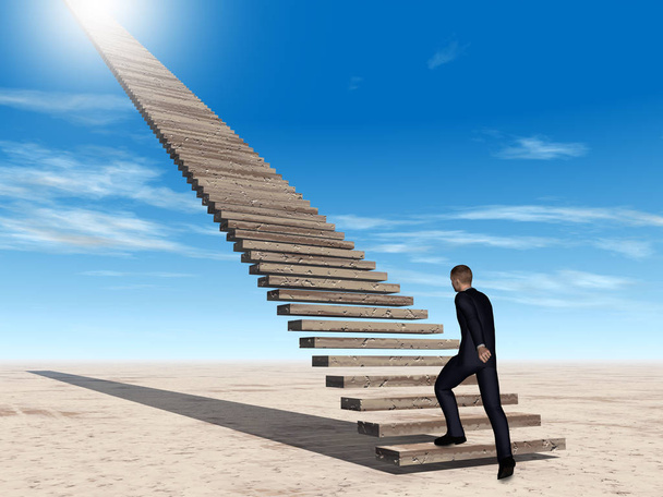 επιχειρηματίας, αναρρίχηση σε σκάλες - Φωτογραφία, εικόνα