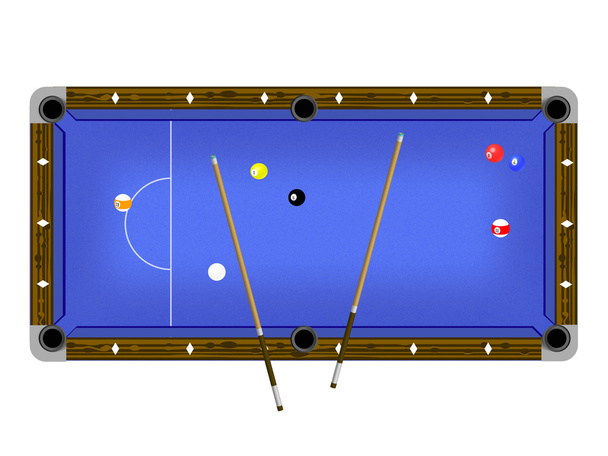 Vector Ilustración de una mesa de billar con señales y bolas de billar
 - Vector, imagen